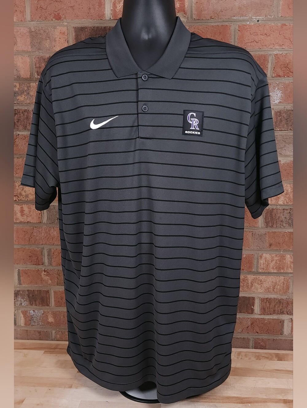 Nike Baseball Colorado Rockies MLB Striped Polo Shirt XL